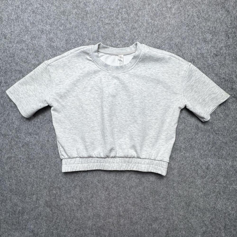 Yogalicious Scuba Lanston Top Womens Small Gray Cropped Elastic Hem Yoga Tee